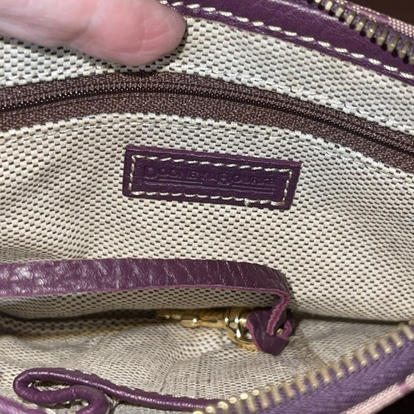 Dooney & Bourke Vtg Slim Small Red Canvas Monogram  Bag w/ Leather Trim - Picture 6 of 10